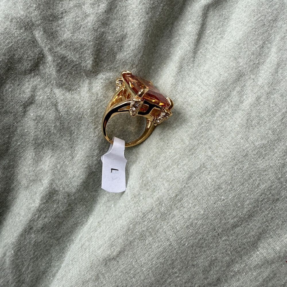 NWT 90s Camille Lucie 14 K Gold Plated Sterling Silver Massive Citrine Swarovski - Picture 5 of 9